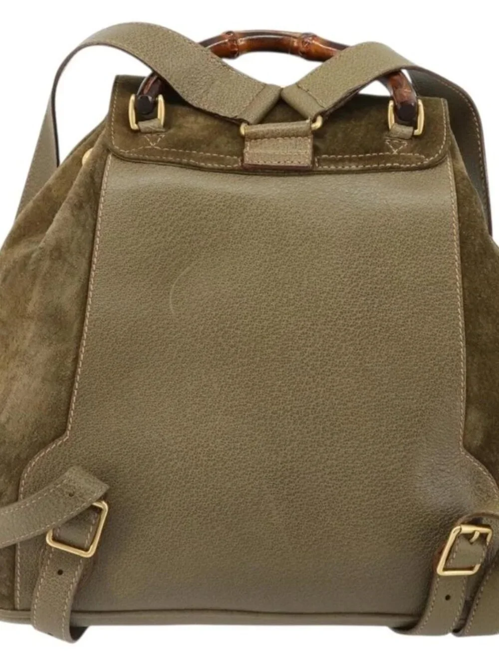 GUCCI Backpack Suede Khaki Gold 003 2058 0016 Auth 184537A